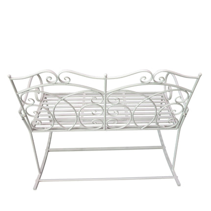 2 Seater Steel Rocking Bench with Decorative Backrest - White