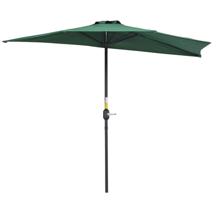 2.7m Balcony Half Parasol with 5 Steel Ribs - Green
