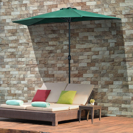 2.7m Balcony Half Parasol with 5 Steel Ribs - Green