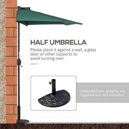 2.7m Balcony Half Parasol with 5 Steel Ribs - Green