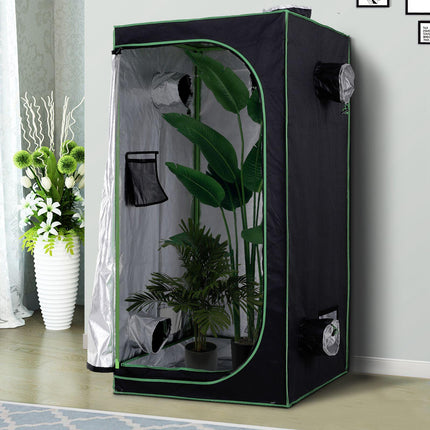 Hydroponic Plant Grow Tent 80x80x160cm with Reflective Lining - Black/Green