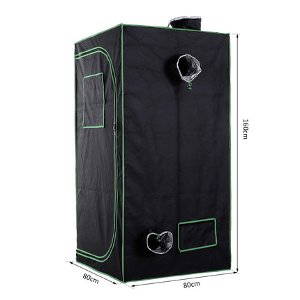 Hydroponic Plant Grow Tent 80x80x160cm with Reflective Lining - Black/Green