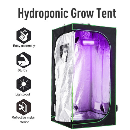 Hydroponic Plant Grow Tent 80x80x160cm with Reflective Lining - Black/Green