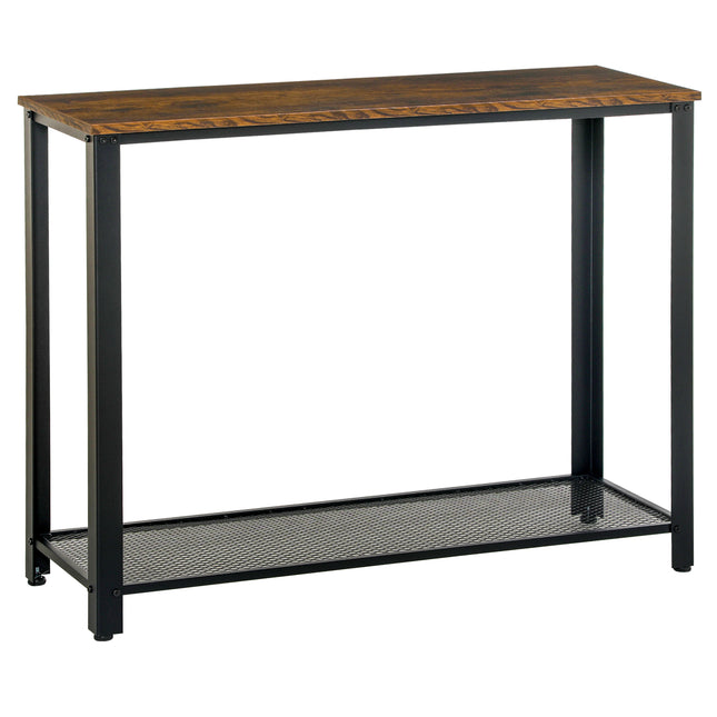Industrial Console TableÔºåEntryway Table w/Bottom Mesh Shelf Metal Frame Vintag