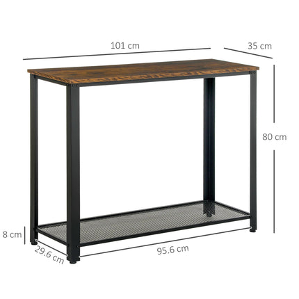 Industrial Console TableÔºåEntryway Table w/Bottom Mesh Shelf Metal Frame Vintag