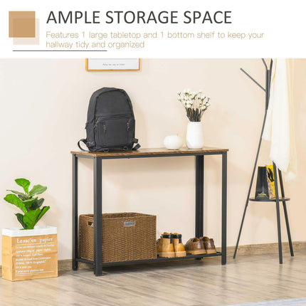 Industrial Console TableÔºåEntryway Table w/Bottom Mesh Shelf Metal Frame Vintag