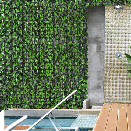 3 Metre Artificial Leaf Hedge Screen Privacy Fence Panel - Light and Dark Green