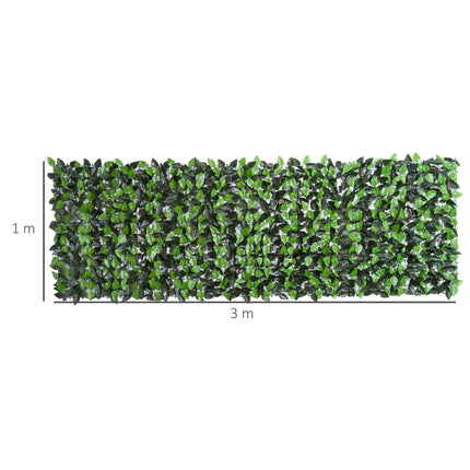 3 Metre Artificial Leaf Hedge Screen Privacy Fence Panel - Light and Dark Green