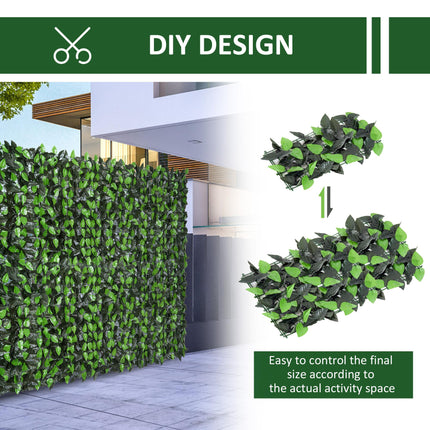3 Metre Artificial Leaf Hedge Screen Privacy Fence Panel - Light and Dark Green