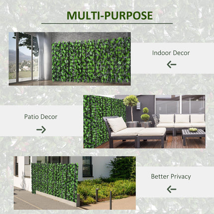 3 Metre Artificial Leaf Hedge Screen Privacy Fence Panel - Light and Dark Green
