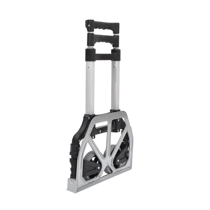 Aluminium Folding Hand Truck Trolley with Adjustable Telescoping Handle 70KG Load Capacity - Silver Tone