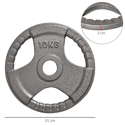 Set of 2 Steel Olympic Weight Plates 10kg Each - Silver Enamel Coated