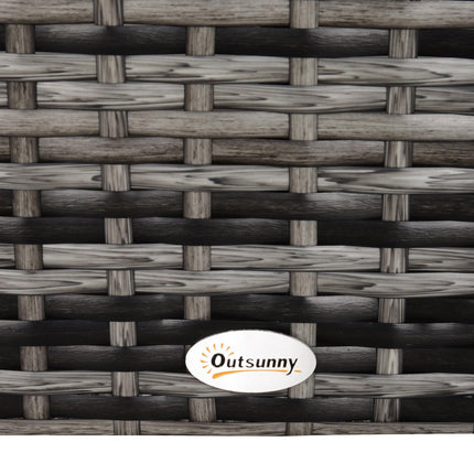 Square PE Rattan Garden Table, with Glass Table Top - Grey
