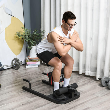 3-in-1 Padded Push Up, Sit Up & Deep Sissy Squat Machine for Home Gym Workouts - Black