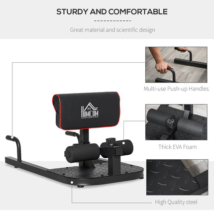 3-in-1 Padded Push Up, Sit Up & Deep Sissy Squat Machine for Home Gym Workouts - Black