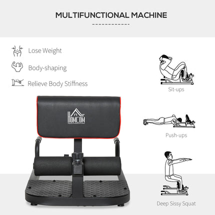 3-in-1 Padded Push Up, Sit Up & Deep Sissy Squat Machine for Home Gym Workouts - Black