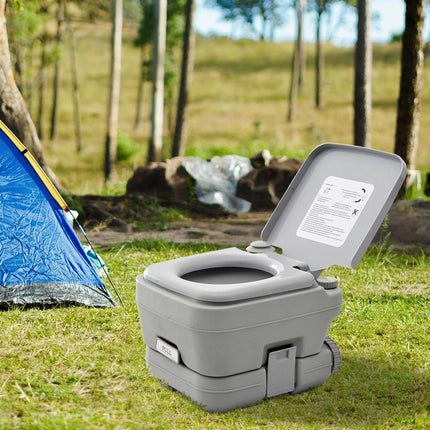 Portable 10L Travel Toilet with Double Tank Design - Grey