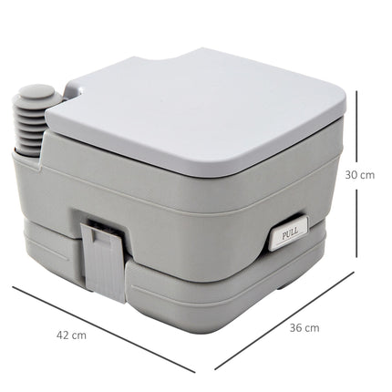 Portable 10L Travel Toilet with Double Tank Design - Grey