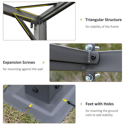 3 x 3(m) Outdoor Lean To Pergola Retractable Canopy Wall Mounted Gazebo Patio Sh