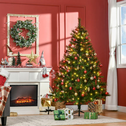 1.8m Prelit Artificial Christmas Tree with Metal Stand - Green