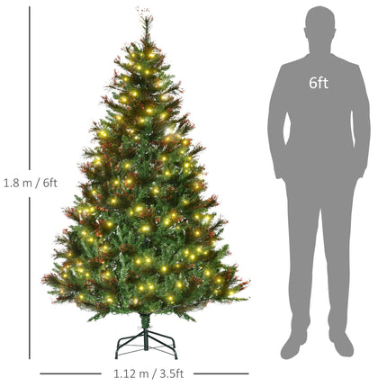 1.8m Prelit Artificial Christmas Tree with Metal Stand - Green