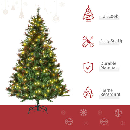 1.8m Prelit Artificial Christmas Tree with Metal Stand - Green