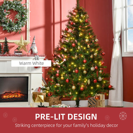 1.8m Prelit Artificial Christmas Tree with Metal Stand - Green