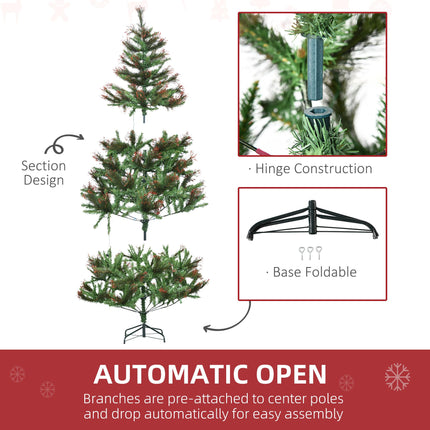 1.8m Prelit Artificial Christmas Tree with Metal Stand - Green