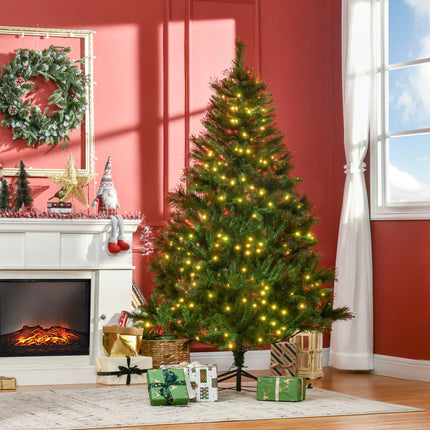 1.8m Prelit Artificial Christmas Tree with Metal Stand - Green