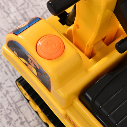 Kids Ride On Digger Excavator Toy Walker with Storage Basket for Toddlers 3 Years Old - Yellow