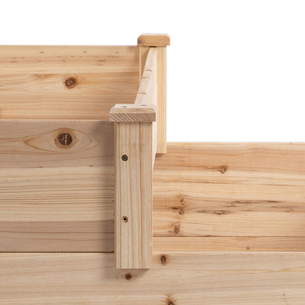 470L 3-Tier Raised Garden Bed Planter Kit, Elevated Wooden Planters 124x124x56 cm - Natural