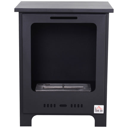 Freestanding Bioethanol Fireplace with 0.9L Tank, 3-Hour Burn Time for Indoor Use - Black