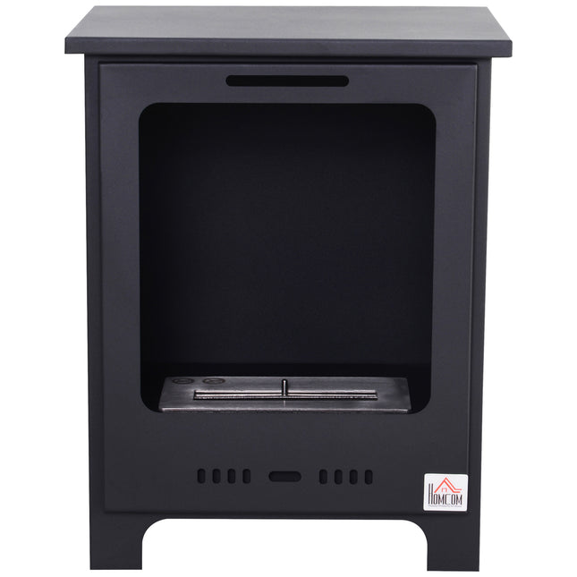 Freestanding Bioethanol Fireplace with 0.9L Tank, 3-Hour Burn Time for Indoor Use - Black