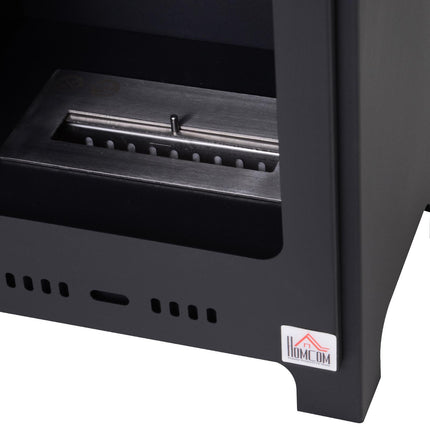 Freestanding Bioethanol Fireplace with 0.9L Tank, 3-Hour Burn Time for Indoor Use - Black