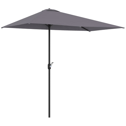 2.3m Half Round Balcony Parasol with Crank Handle UV Resistant - Grey