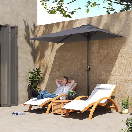 2.3m Half Round Balcony Parasol with Crank Handle UV Resistant - Grey