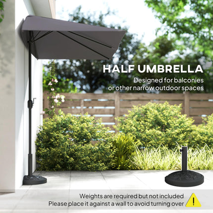 2.3m Half Round Balcony Parasol with Crank Handle UV Resistant - Grey