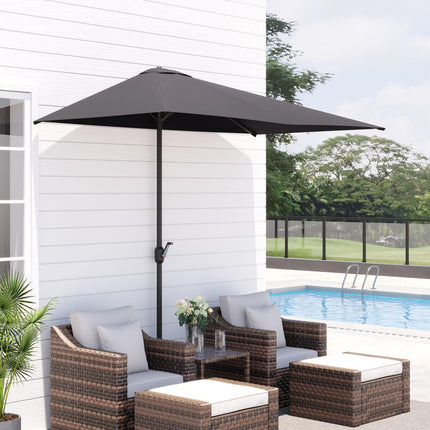 2.3m Half Round Balcony Parasol with Crank Handle UV Resistant - Grey