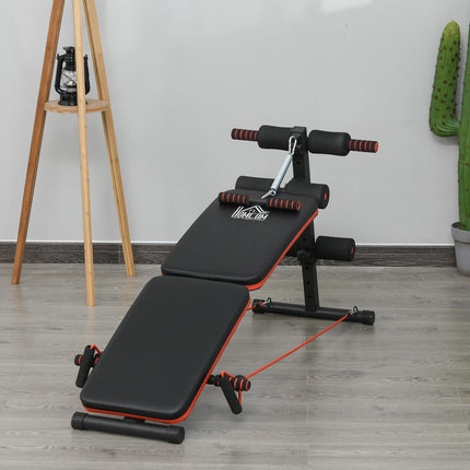 Steel Foldable Core Workout Bench for Home - Red/Black