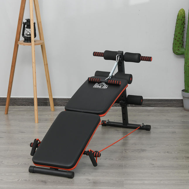 Steel Foldable Core Workout Bench for Home - Red/Black