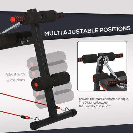Steel Foldable Core Workout Bench for Home - Red/Black