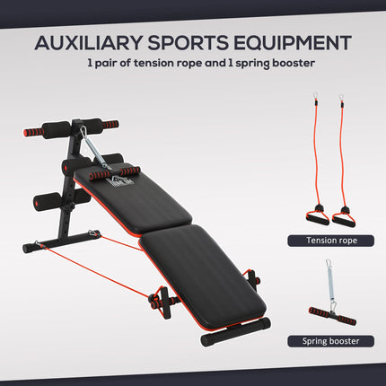 Steel Foldable Core Workout Bench for Home - Red/Black
