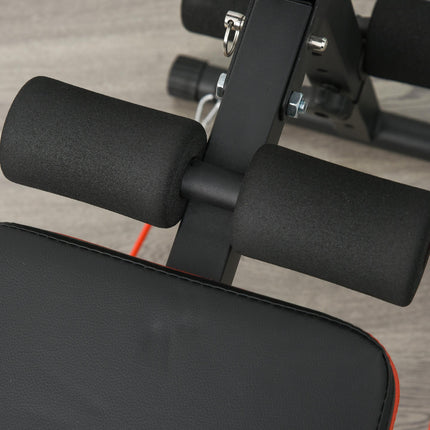 Steel Foldable Core Workout Bench for Home - Red/Black