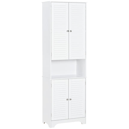 Freestanding 6-Tier Bathroom Storage Cabinet MDF Slimline Design - White
