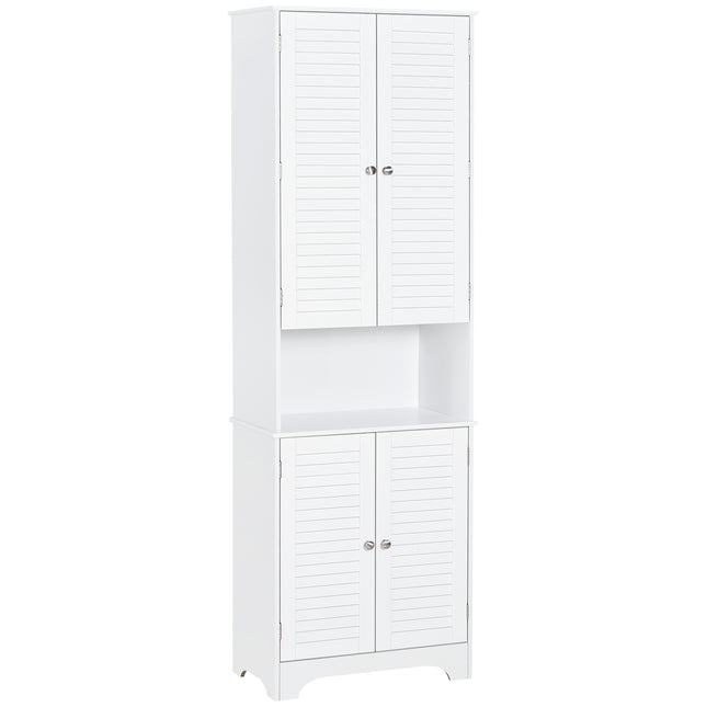 Freestanding 6-Tier Bathroom Storage Cabinet MDF Slimline Design - White