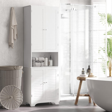 Freestanding 6-Tier Bathroom Storage Cabinet MDF Slimline Design - White