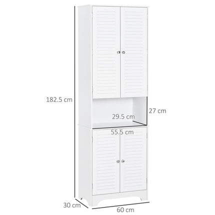 Freestanding 6-Tier Bathroom Storage Cabinet MDF Slimline Design - White