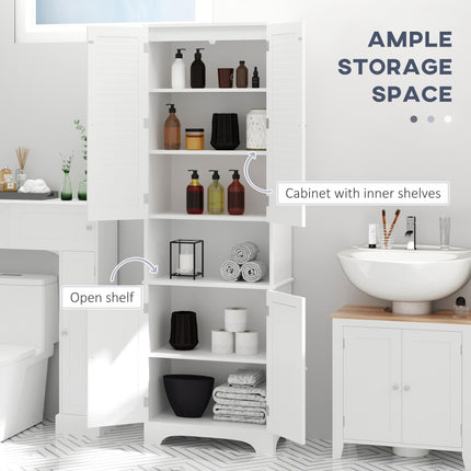Freestanding 6-Tier Bathroom Storage Cabinet MDF Slimline Design - White
