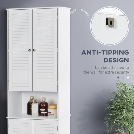 Freestanding 6-Tier Bathroom Storage Cabinet MDF Slimline Design - White