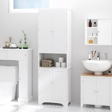 Freestanding 6-Tier Bathroom Storage Cabinet MDF Slimline Design - White